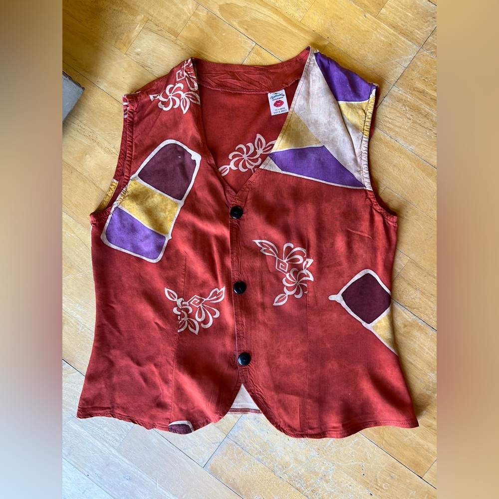 Vintage Bamboleo Red southwestern abstract Vest